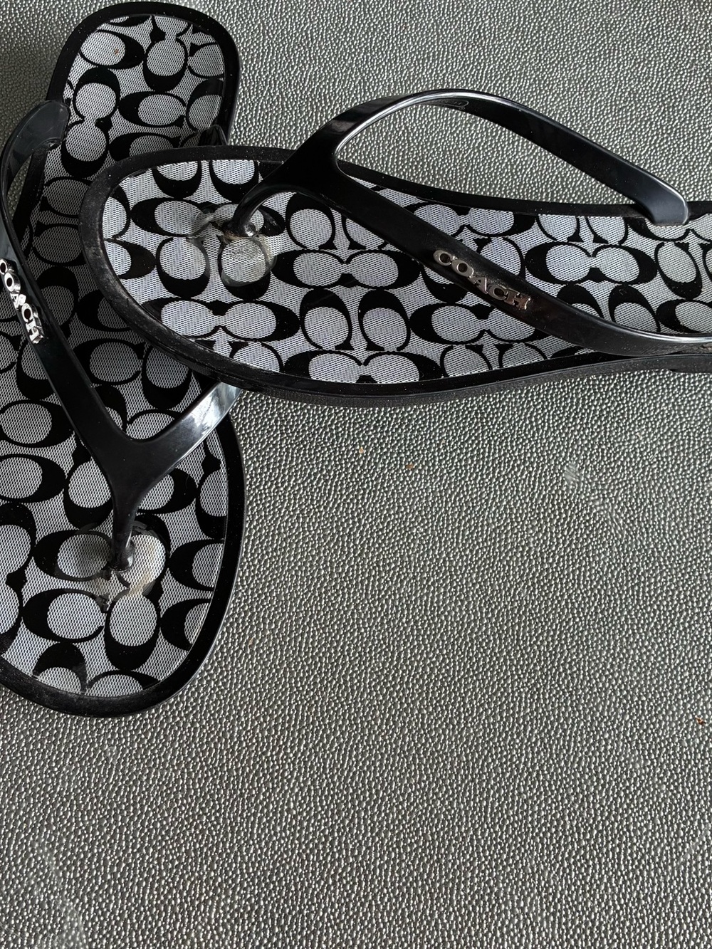 Coach Black & White Signature Flip Flop Sandals